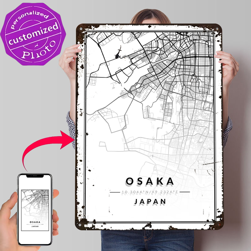 Custom Map Poster - Mapa de Osaka con Textura 3D,