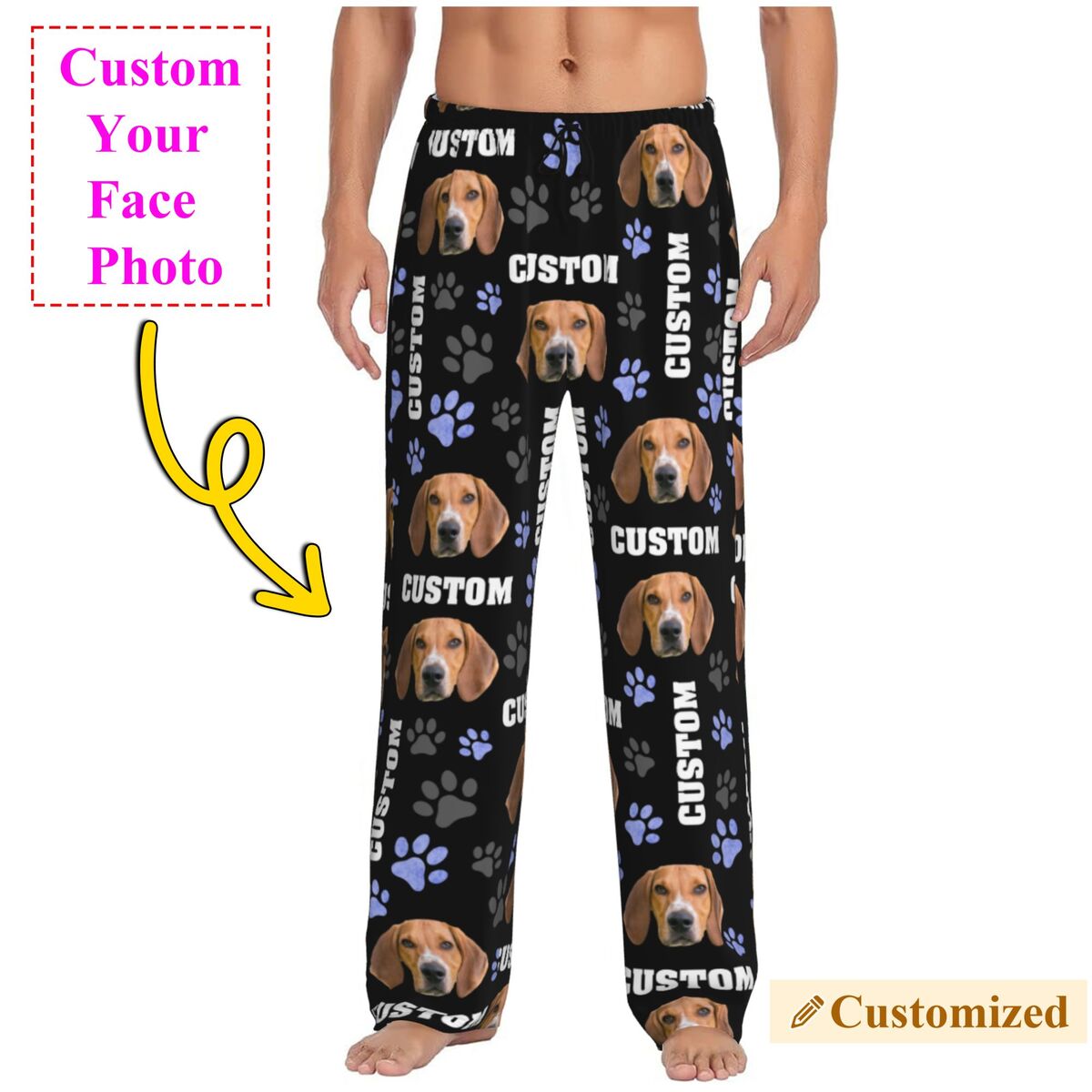 Pet Portrait Custom - Pantalones de pijama con foto de