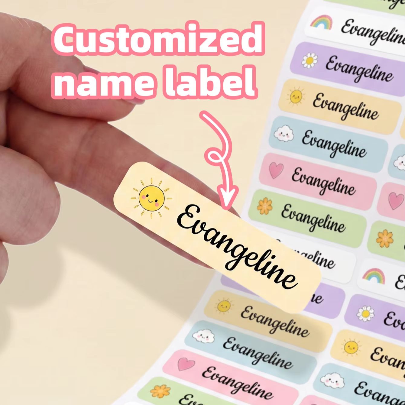 Personalized Name Box - 1-220PCS Pegatinas Personalizadas con Nombre, Etiquetas