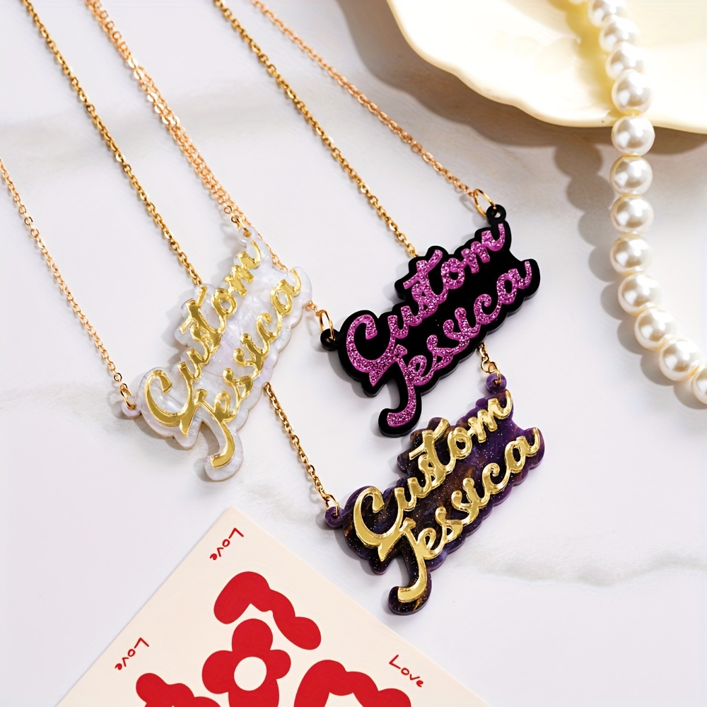 Name Necklace Custom - Collar personalizado de acrílico de doble