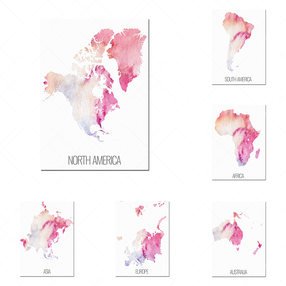 Custom Star Map - Juego de 6 carteles continentales, mapa