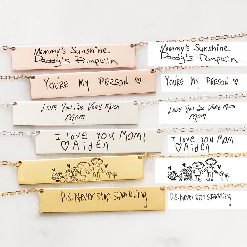 Handwriting Necklace Bar - Collar personalizado con nombre de escritura