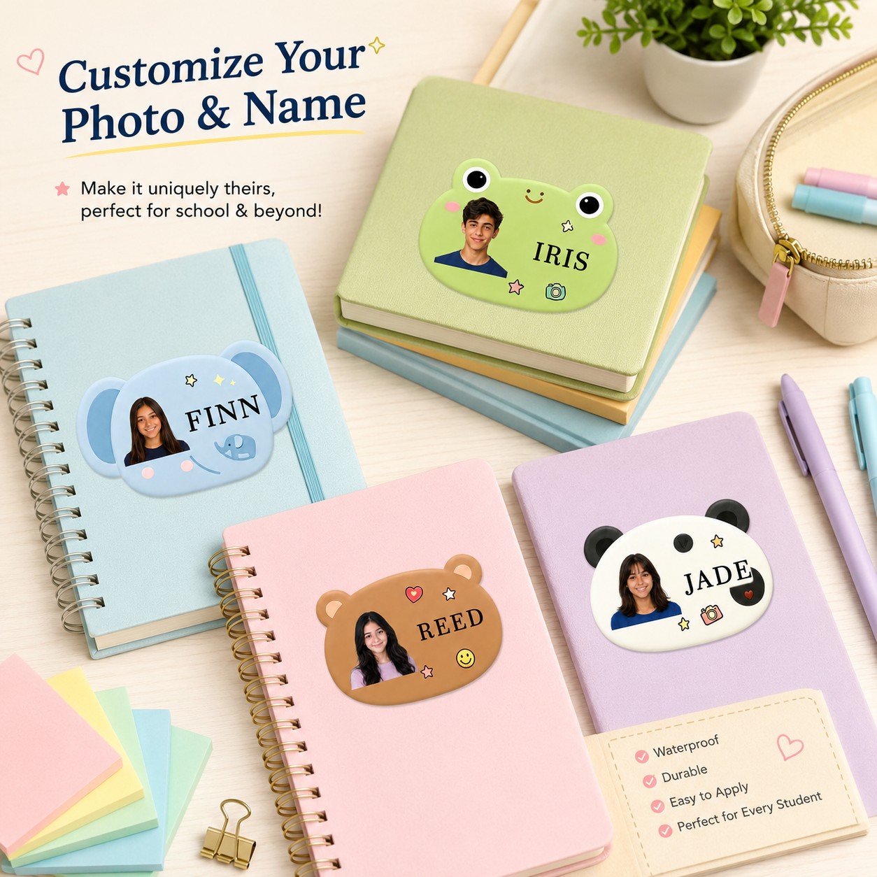 Custom Photo Book - Pegatinas personalizadas con nombre y foto,