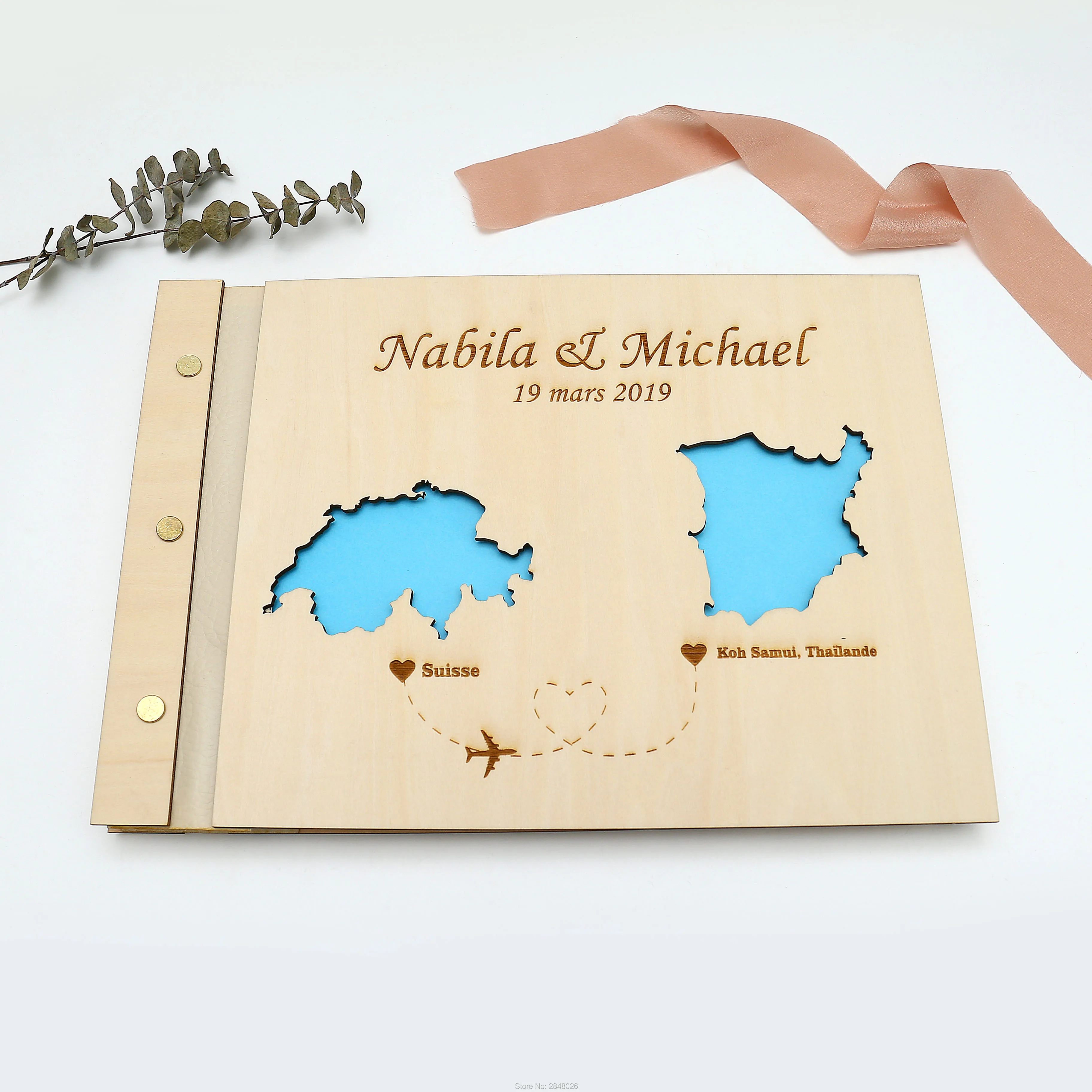 Custom Star Map - Libro de invitados de boda grabado