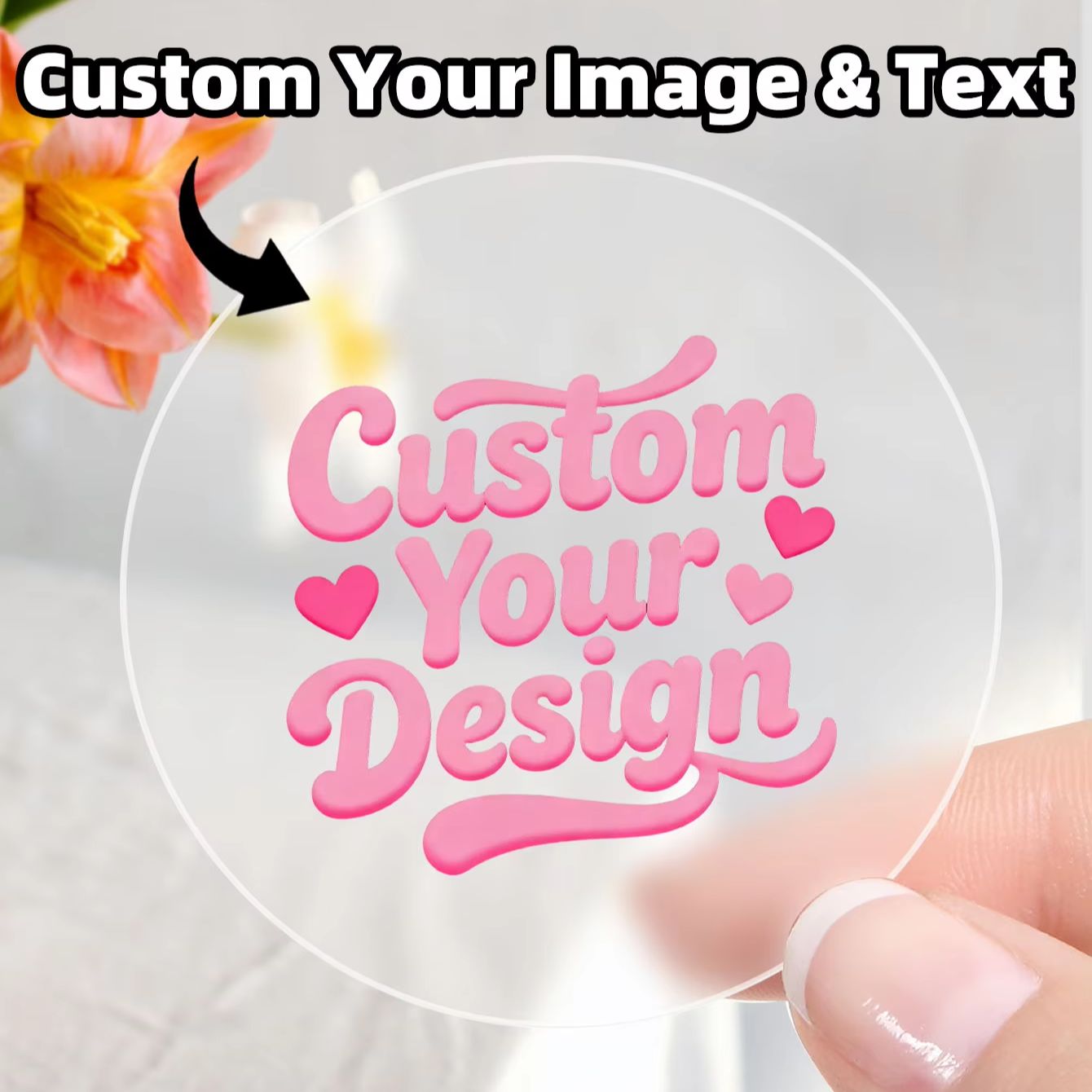 Personalised Candle Label - 1-90 pegatinas redondas transparentes personalizadas para