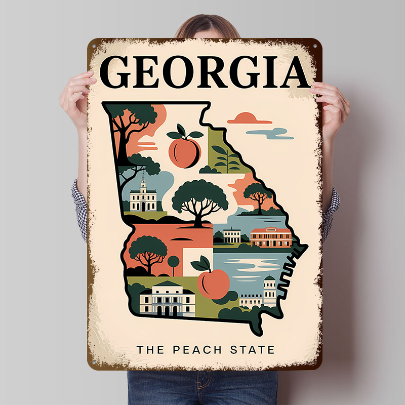 Custom Map Poster - Mapa ilustrado de Georgia: The Peach