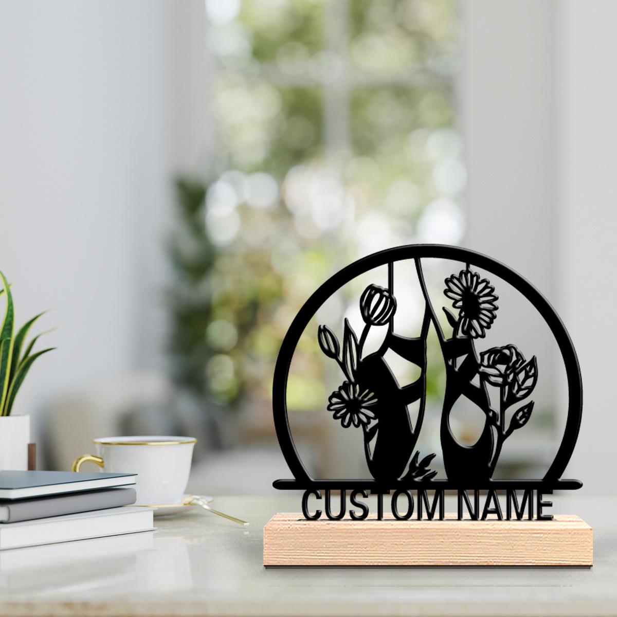 Engraved Wood Frame - 1 hermosa zapatilla de ballet personalizada,