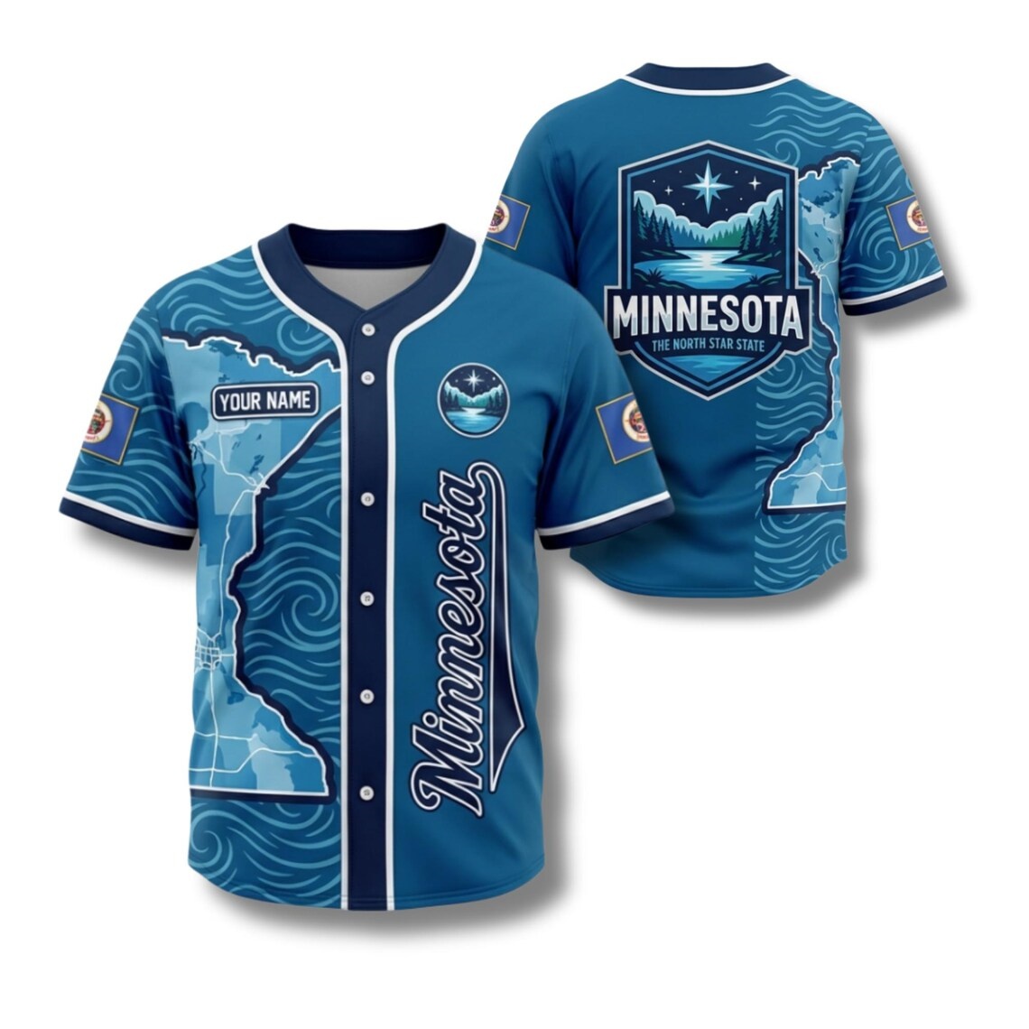 Custom Star Map - Camiseta personalizada de béisbol de Minnesota