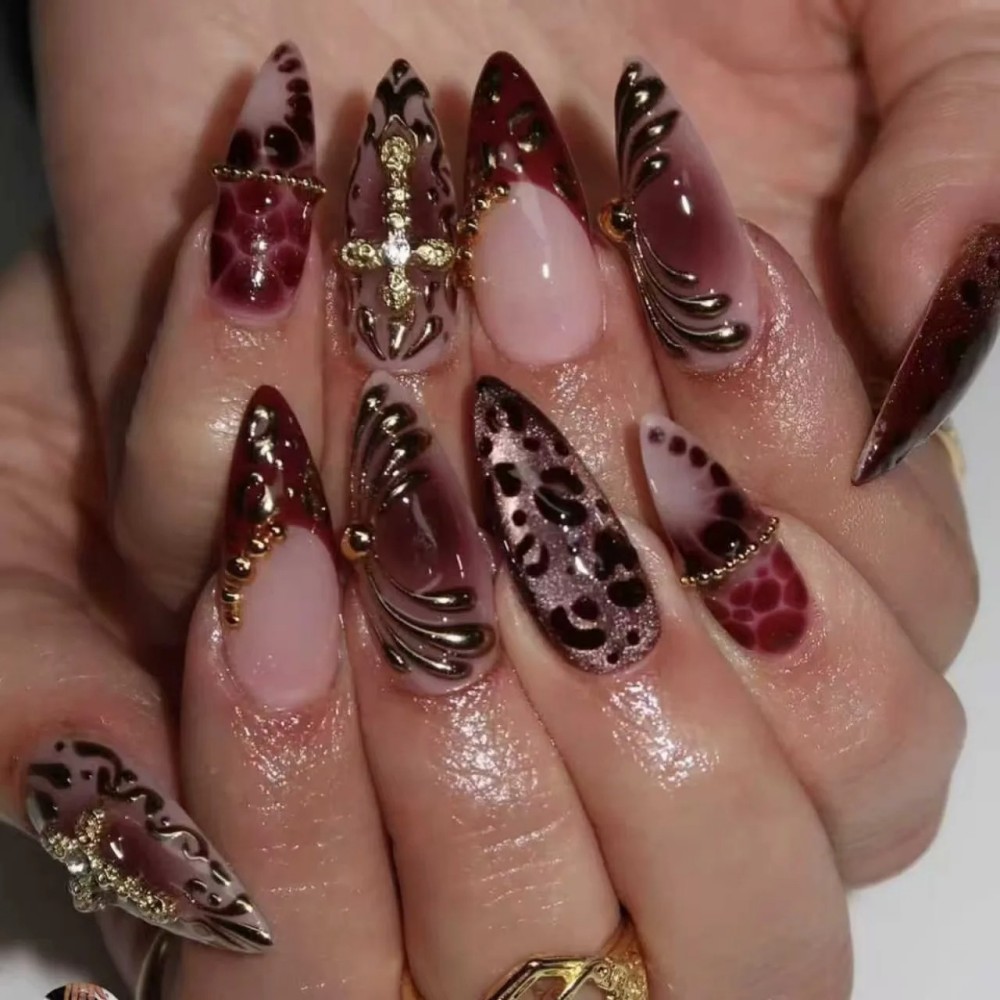 Pressed Flower Art - 24 Uñas Postizas Cortas en Forma
