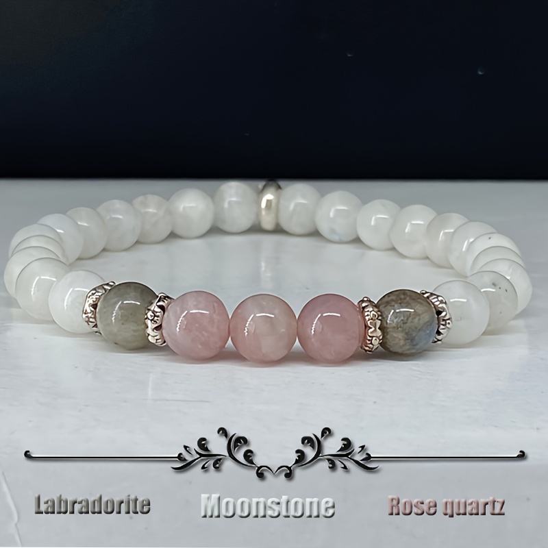 Coordinates Bracelet - 1 pulsera de piedra lunar, labradorita