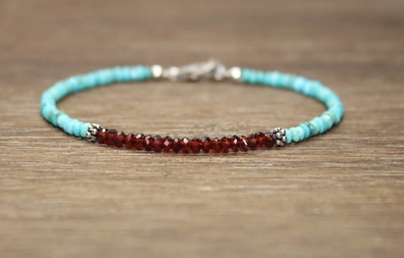 Coordinates Bracelet - Pulsera turquesa granate y Bella Durmiente,
