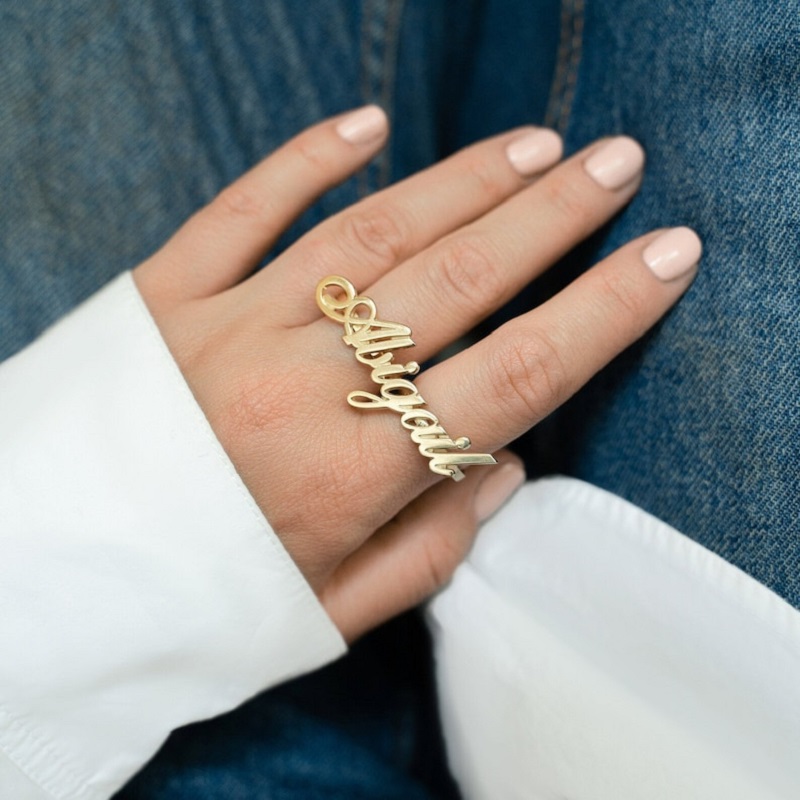 Initial Ring Custom - Anillo de dos dedos de acero