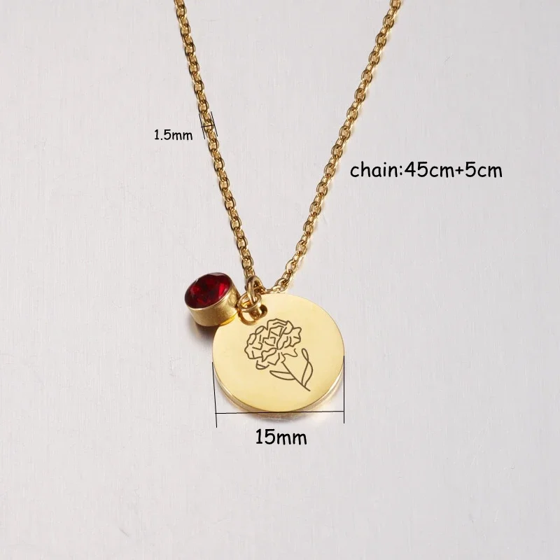 Collar con colgante de acero i - Birth Flower Necklace reseña y precio