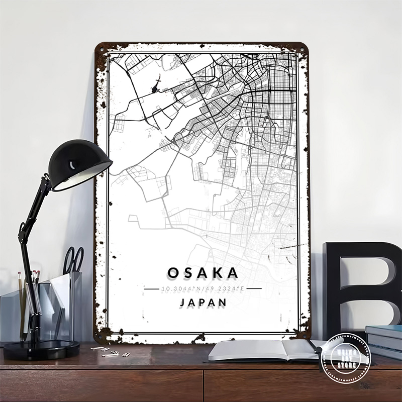 Mapa de Osaka con Textura 3D,  - Custom Map Poster reseña y precio