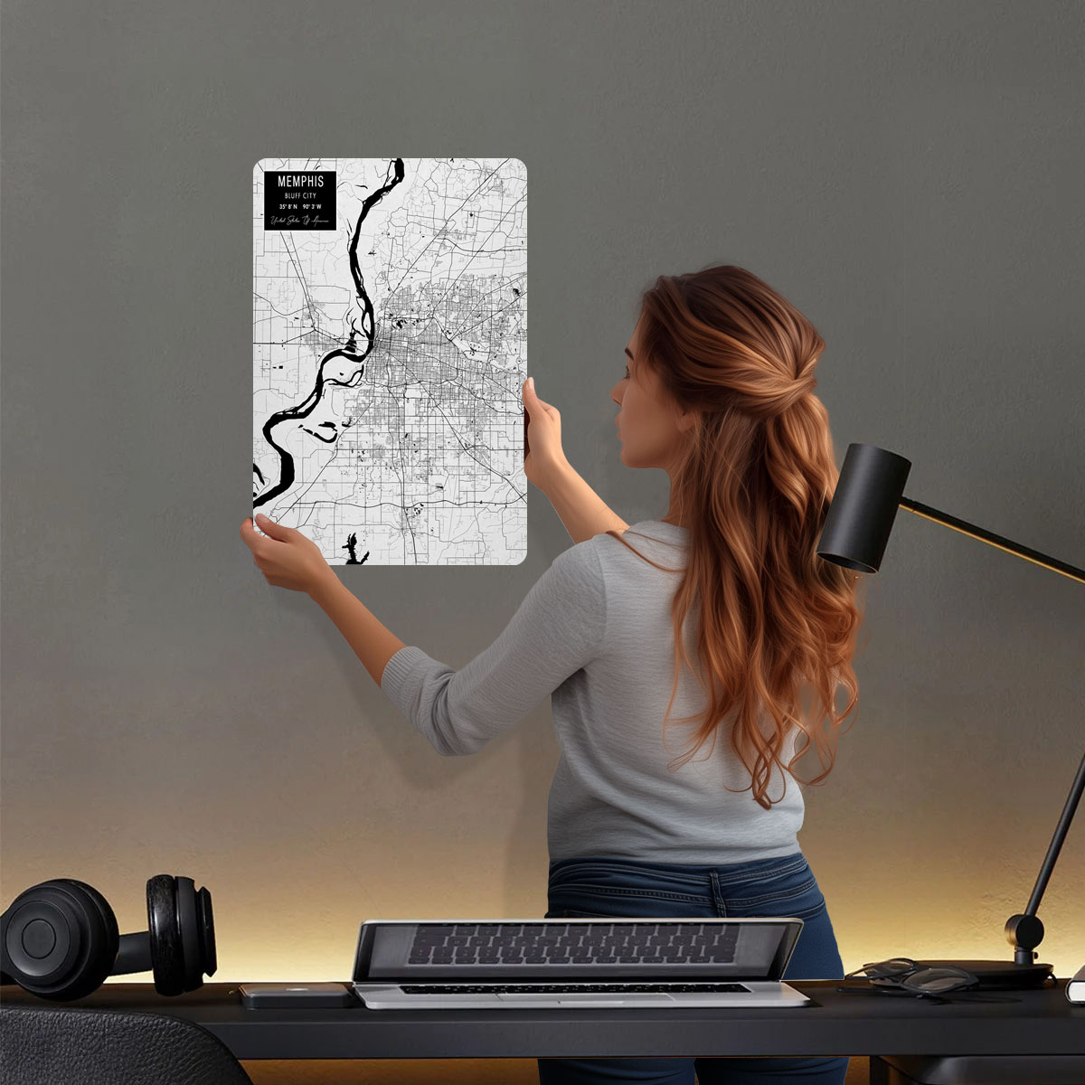 Memphis TN USA carteles de hoj - Custom Map Poster reseña y precio