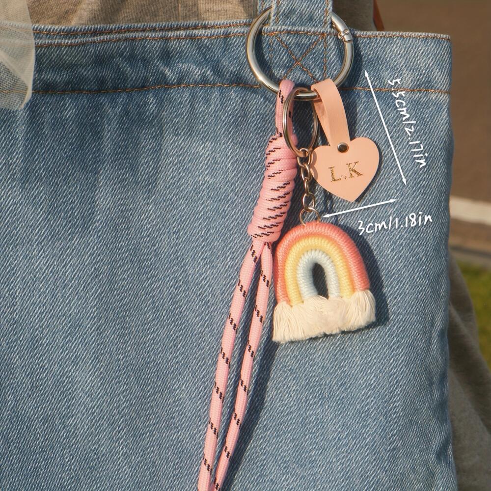Llavero de macramé con etiquet - Monogram Keychain Leather reseña y precio