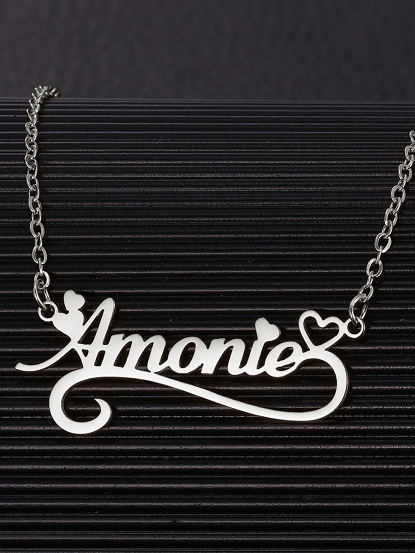 Collares de corazón hueco con  - Name Necklace Custom reseña y precio