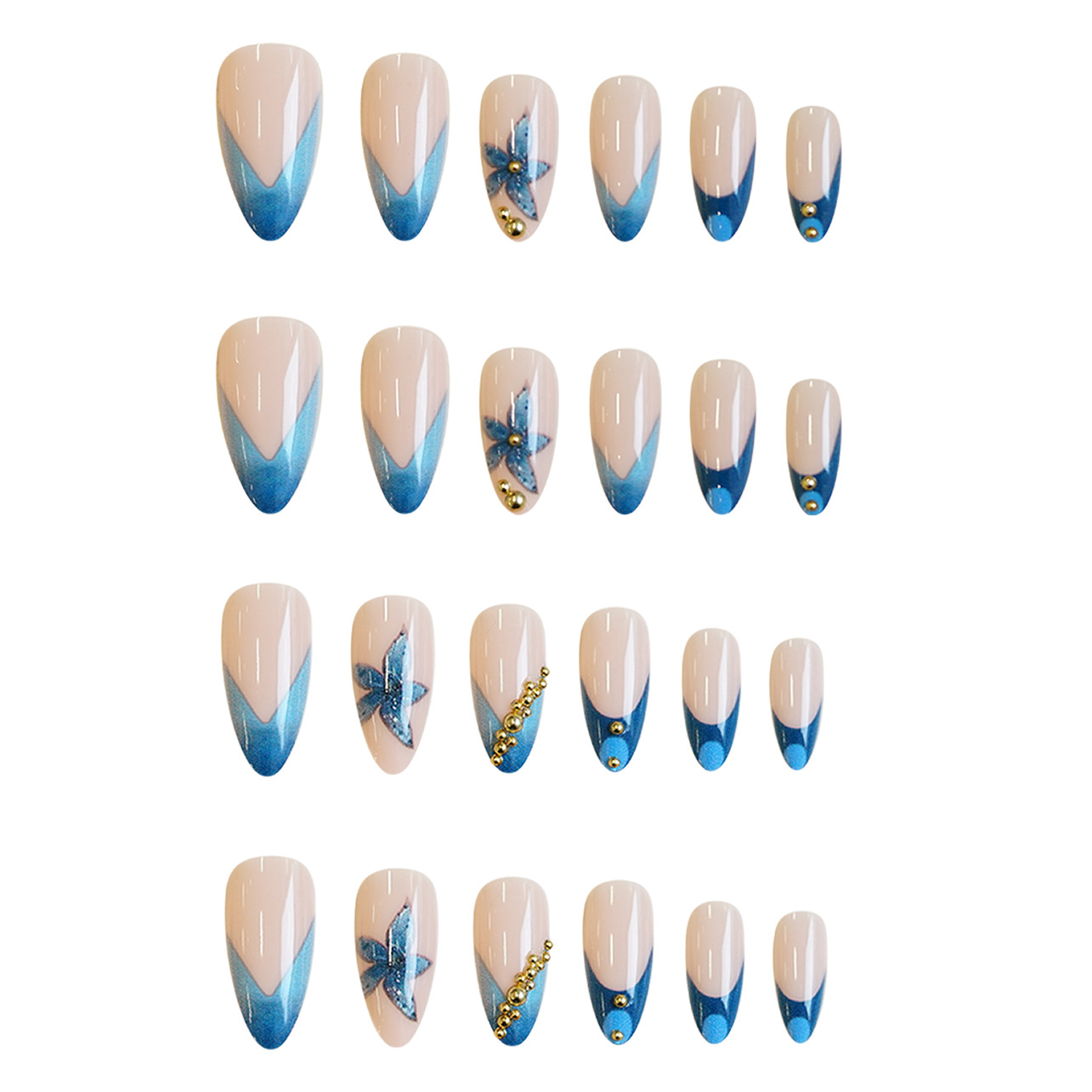 Uñas postizas color nude con d - Pressed Flower Art reseña y precio