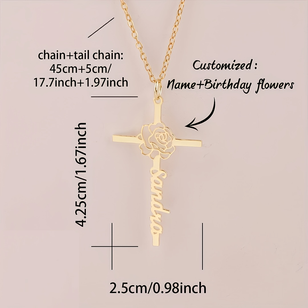 Collar con Cruz y Flor de Naci - Birth Flower Necklace reseña y precio