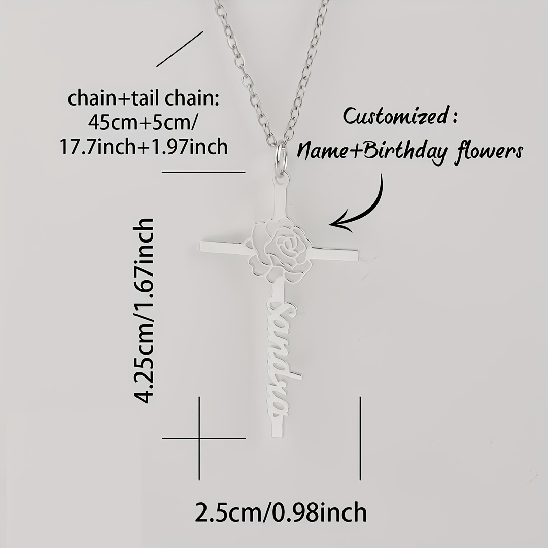 Collar con Cruz y Flor de Naci - Birth Flower Necklace reseña y precio