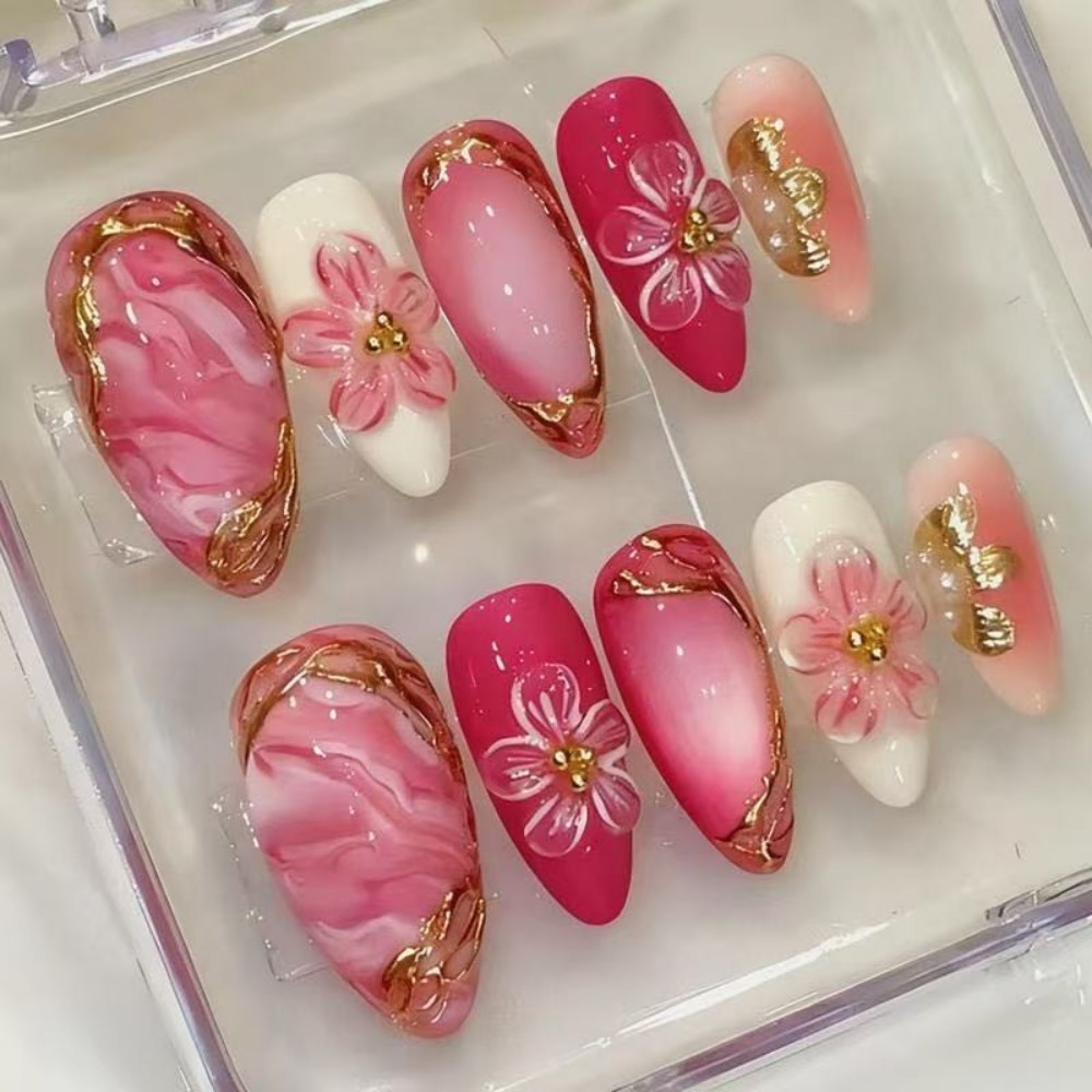 24 Uñas Postizas de Lujo Color - Pressed Flower Art reseña y precio