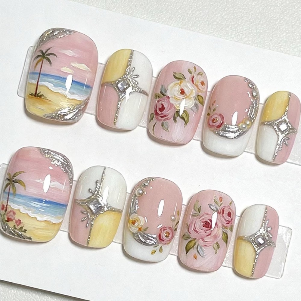 24 Uñas Postizas de Lujo Color - Pressed Flower Art reseña y precio