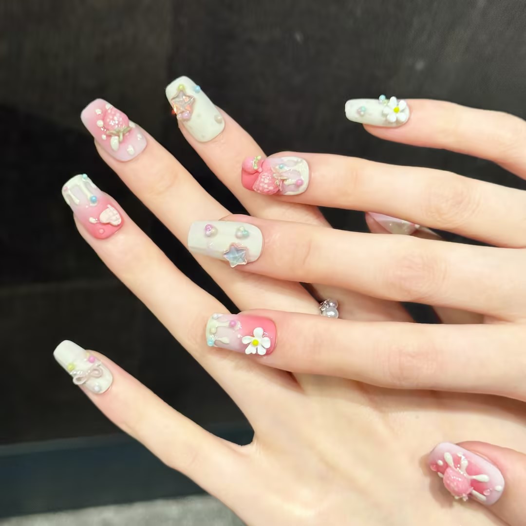 10 Uñas Postizas Cuadradas Hec - Pressed Flower Art reseña y precio