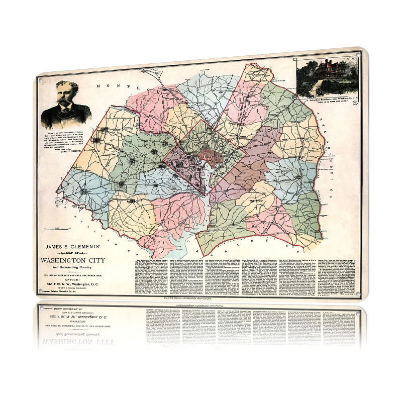Mapa de la ciudad de Washingto - Custom Map Poster reseña y precio