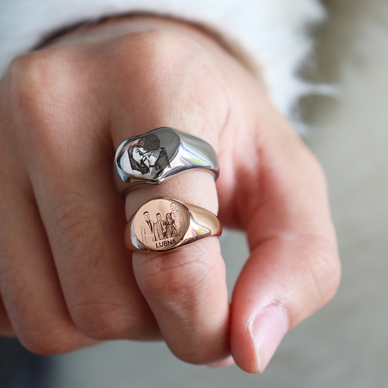Anillos redondos de corazón co - Initial Ring Custom reseña y precio