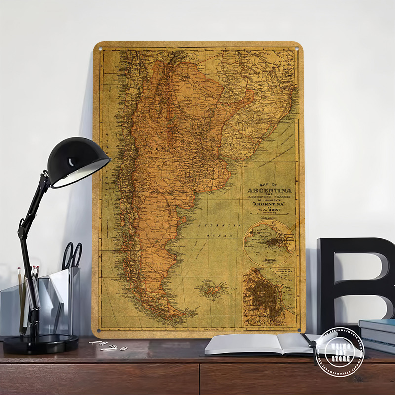Mapa Vintage de Argentina, Pós - Custom Map Poster reseña y precio