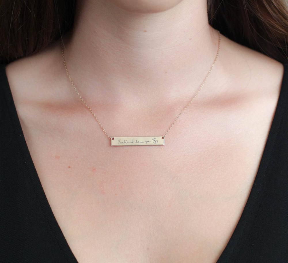 Collar personalizado con nombr - Handwriting Necklace Bar reseña y precio
