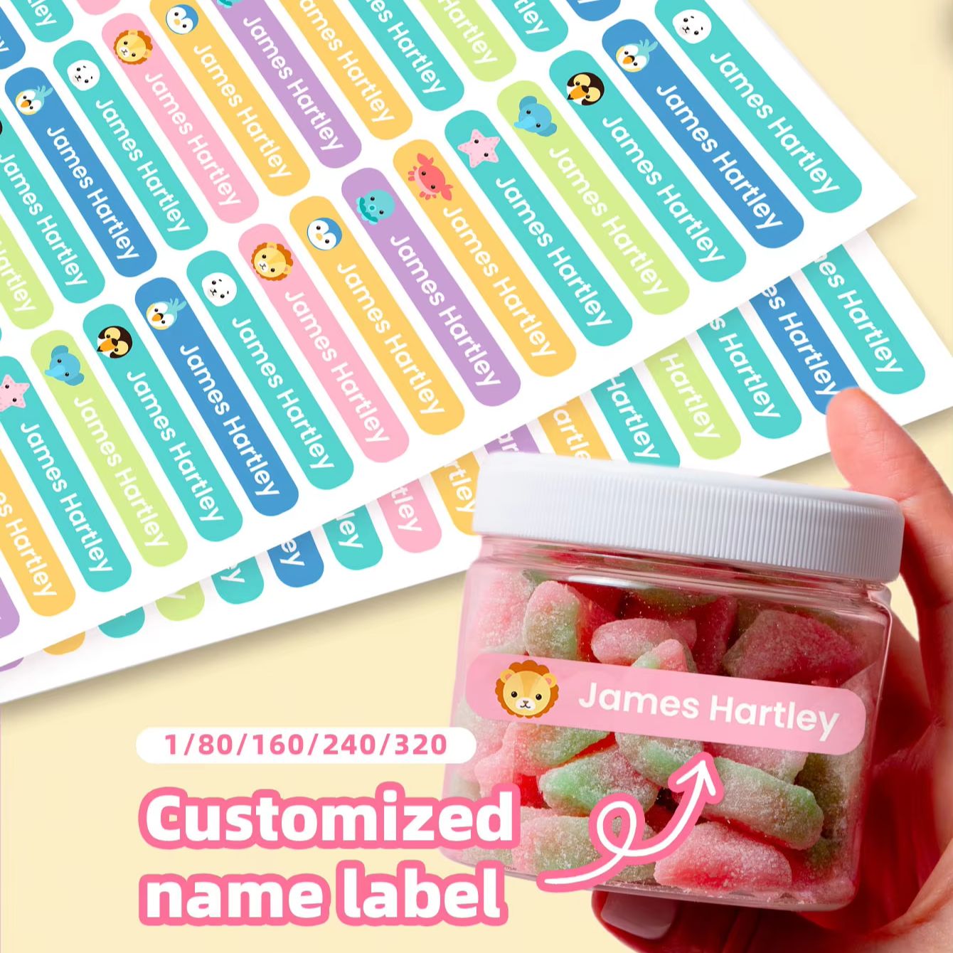 1-320 pegatinas personalizadas - Personalized Name Box reseña y precio