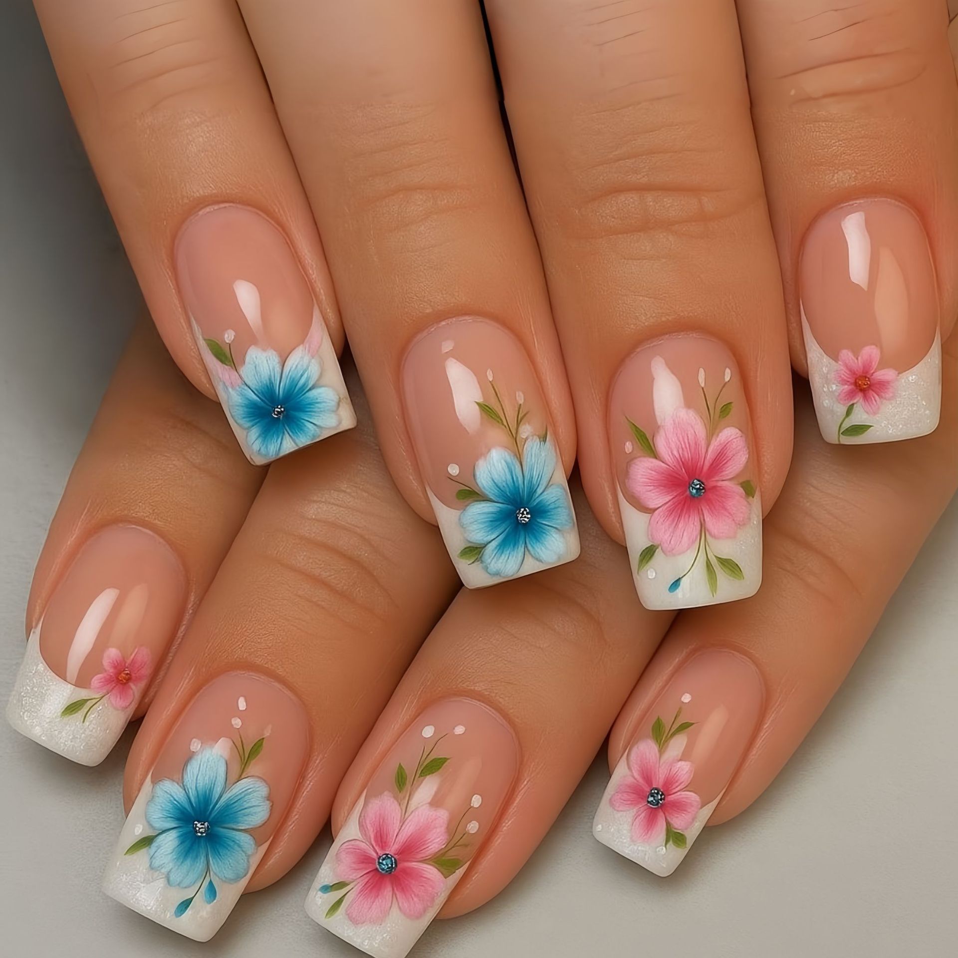 Uñas postizas cuadradas median - Pressed Flower Art reseña y precio