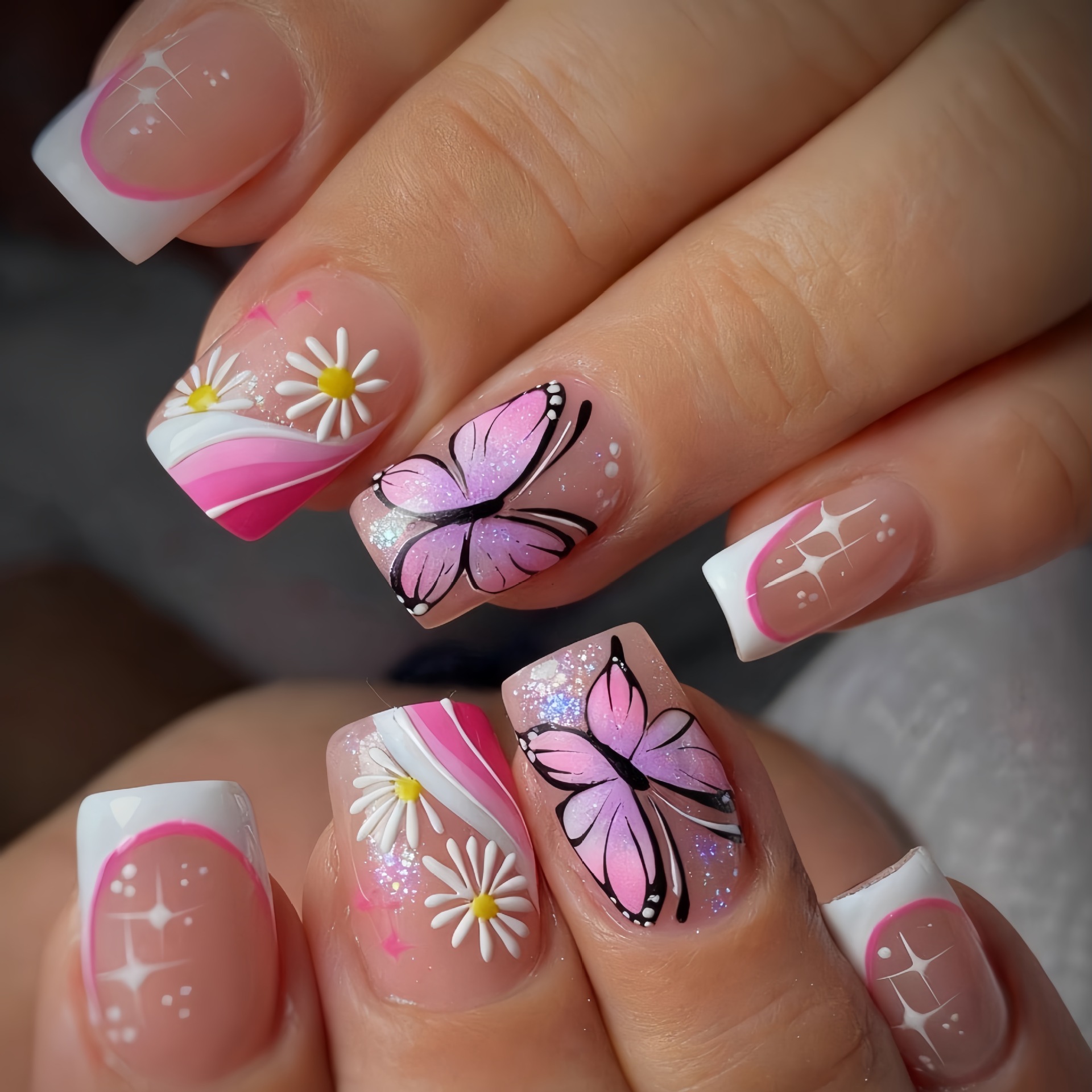 Uñas postizas cuadradas median - Pressed Flower Art reseña y precio