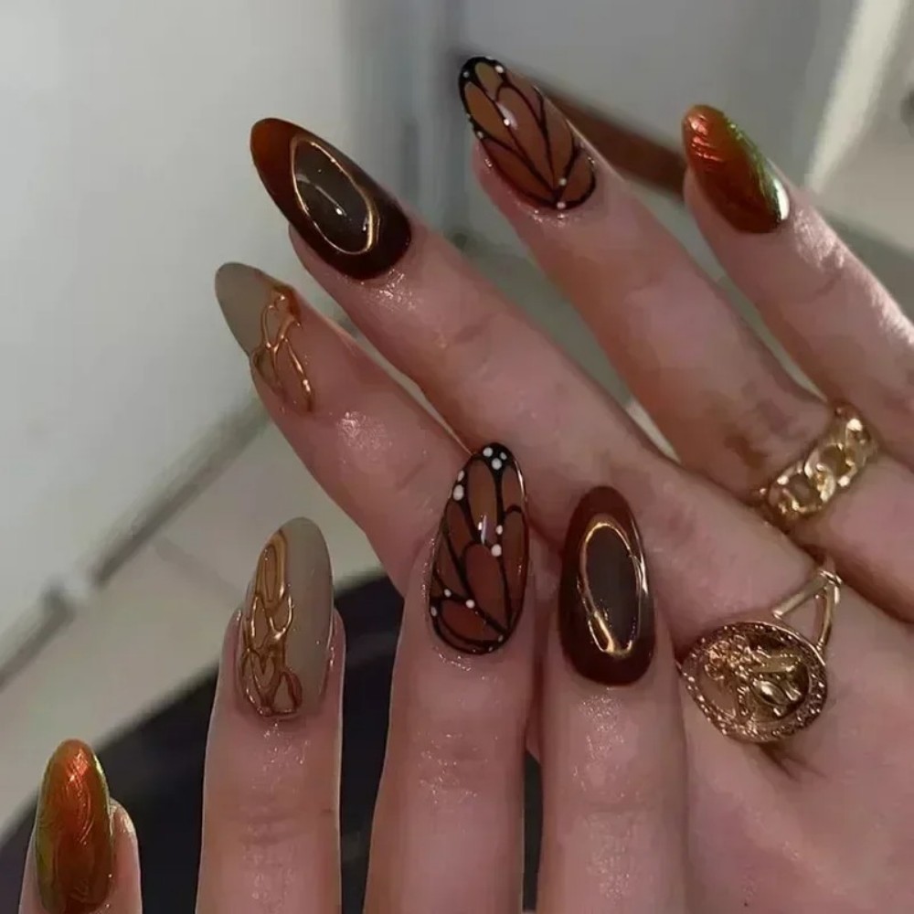 24 Uñas Postizas Cortas en For - Pressed Flower Art reseña y precio