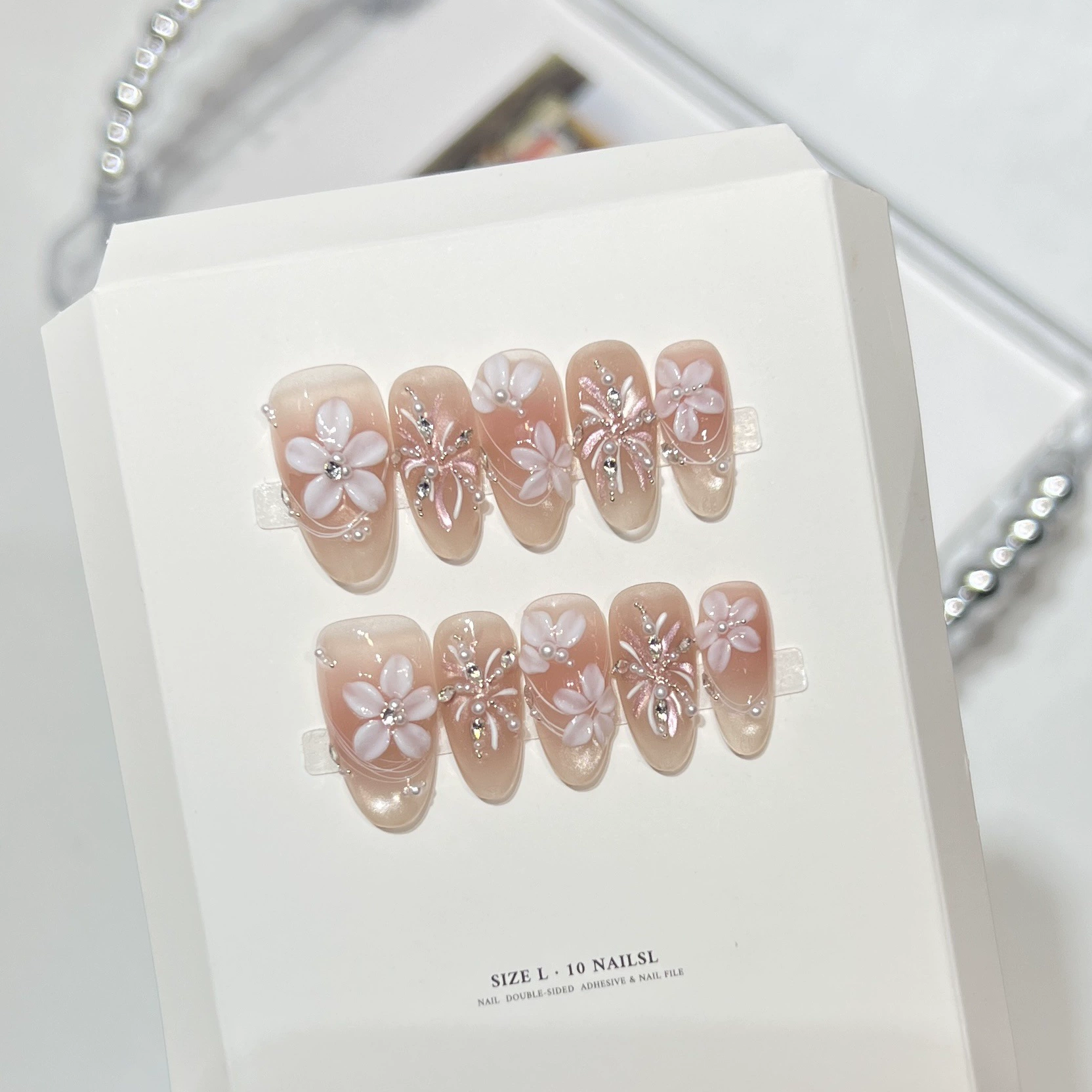 10 Uñas Postizas de Color Nude - Pressed Flower Art reseña y precio