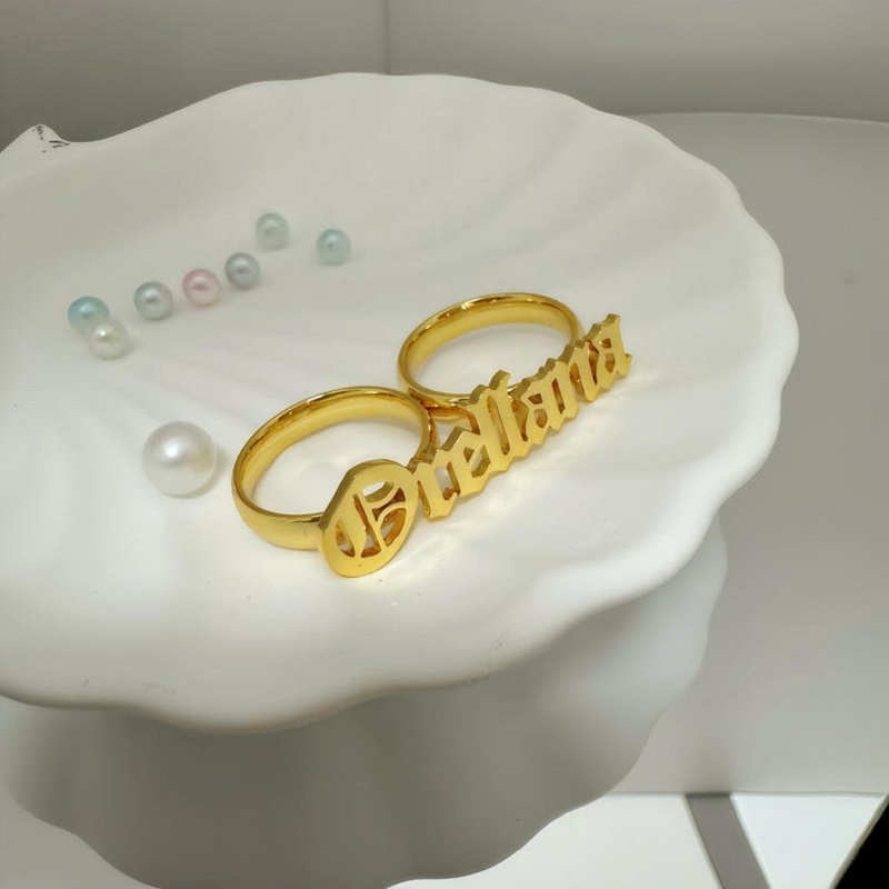 Anillo de dos dedos de acero i - Initial Ring Custom reseña y precio